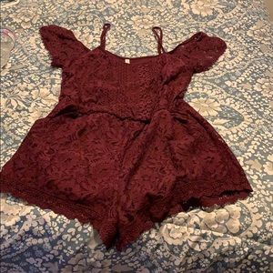 Burgundy Lacey Romper
